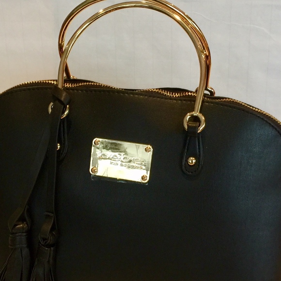 bebe Handbags - bebe Dome Bag black gold metal handles